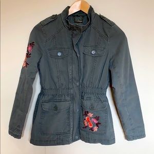 JOU JOU embroidered olive utility jacket L 14/16
